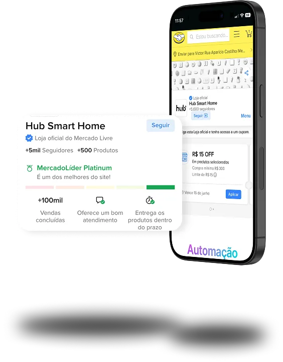 Loja oficial Hub Smart Home no app do Mercado Livre