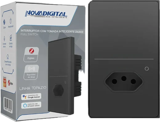 Interruptor PRO Topázio 1 tecla com tomada