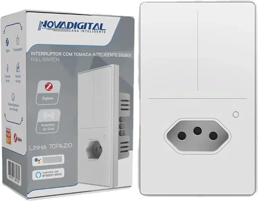 Interruptor PRO Topázio 2 teclas com tomada