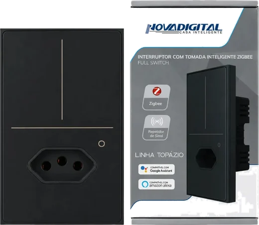 Interruptor PRO Topázio 2 teclas com tomada