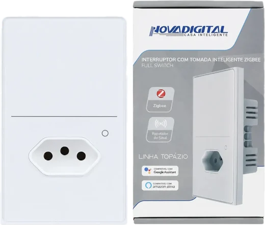 Interruptor PRO Topázio 1 tecla com tomada